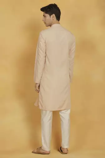  peach and cream viscose kurta and pyjama set