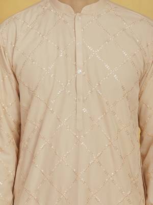  peach and cream viscose kurta and pyjama set 4