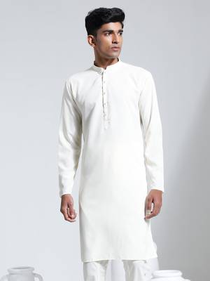  men's cream crepe kurta 1