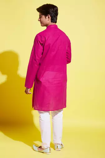  purple and white pure cotton kurta pyjama set