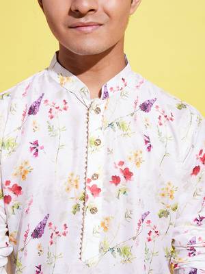  multicolor-base-cream cotton blend kurta pyjama set 4