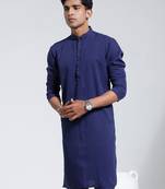  men's navy blue crepe kurta