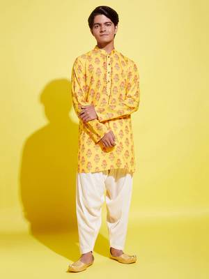  multicolor-base-mustard and cream kurta patiala set 1