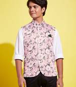 Vastramay yuva boys' multicolor-base-pink nehru jacket