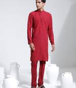  men's maroon crepe kurta and pyjama