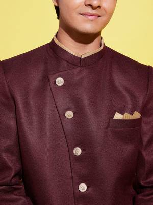 yuva boys' maroon and rose gold indowestern set 4