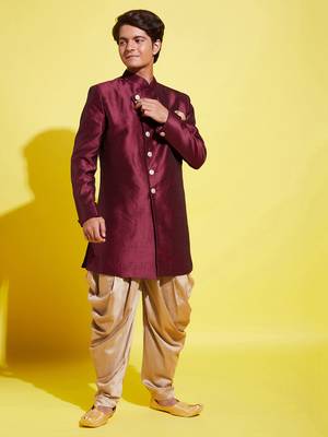 maroon and rose gold indowestern set 1