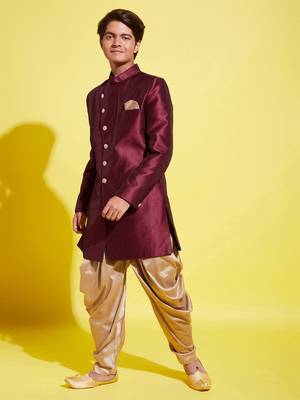 maroon and rose gold indowestern set 2