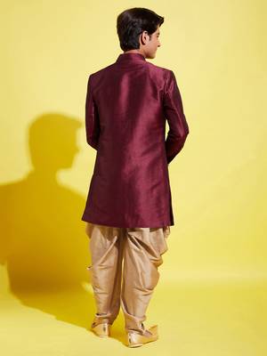 maroon and rose gold indowestern set 3