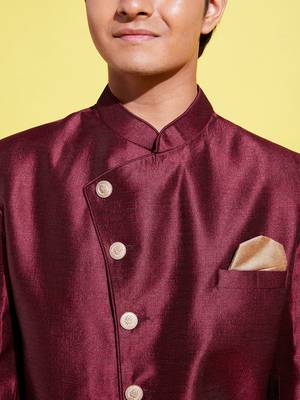 maroon and rose gold indowestern set 4