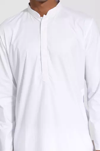  men's white cotton silk kurta pyjama set