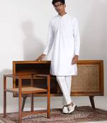  men's white cotton kurta pyjama set