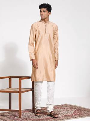  cream silk blend kurta pyjama set 1