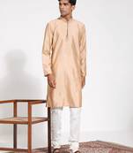  cream silk blend kurta pyjama set