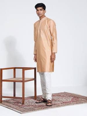  cream silk blend kurta pyjama set 2