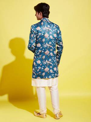 multicolored-base-turquoise indowestern set 3