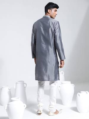  gray and cream silk blend kurta pyjama set 3