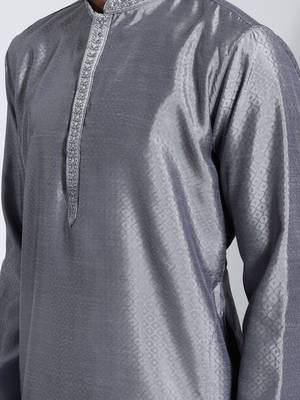 gray and cream silk blend kurta pyjama set 4