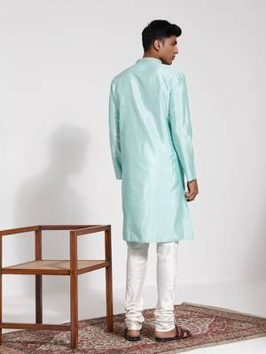  mint green and cream silk blend kurta pyjama set 3