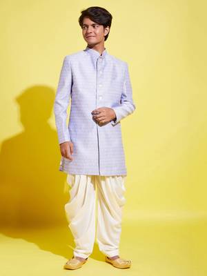  lavender and cream indowestern sherwani and cowl dhoti pant set 1