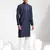 navy blue and cream silk blend kurta pyjama set