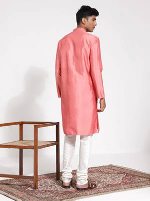  pink and cream silk blend kurta pyjama set 3