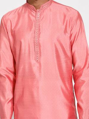  pink and cream silk blend kurta pyjama set 4
