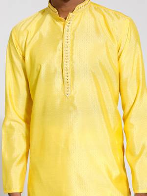  yellow and cream silk blend kurta pyjama set 4