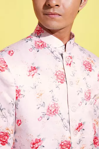 Vastramay yuva boys' multicolor-base-peach jodhpuri