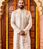  cream tissue benarasi jacquard kurta