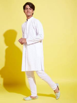  white cotton kurta pyjama set 2