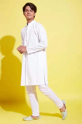  white cotton kurta pyjama set