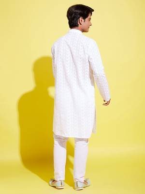  white cotton kurta pyjama set 3