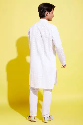  white cotton kurta pyjama set