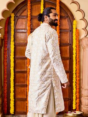  cream tissue benarasi jacquard kurta 4