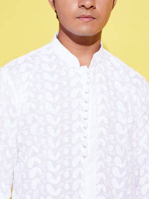  white cotton kurta pyjama set 4