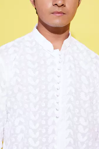  white cotton kurta pyjama set