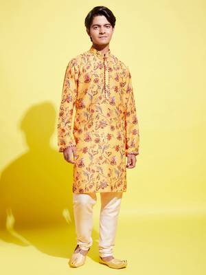  multicolor-base-mustard and cream kurta pyjama set 1