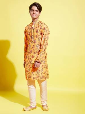  multicolor-base-mustard and cream kurta pyjama set 2