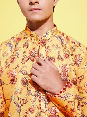  multicolor-base-mustard and cream kurta pyjama set 4