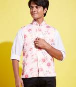 Vastramay yuva boys' multicolor-base-peach nehru jacket