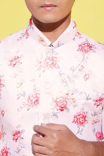 Vastramay yuva boys' multicolor-base-peach nehru jacket
