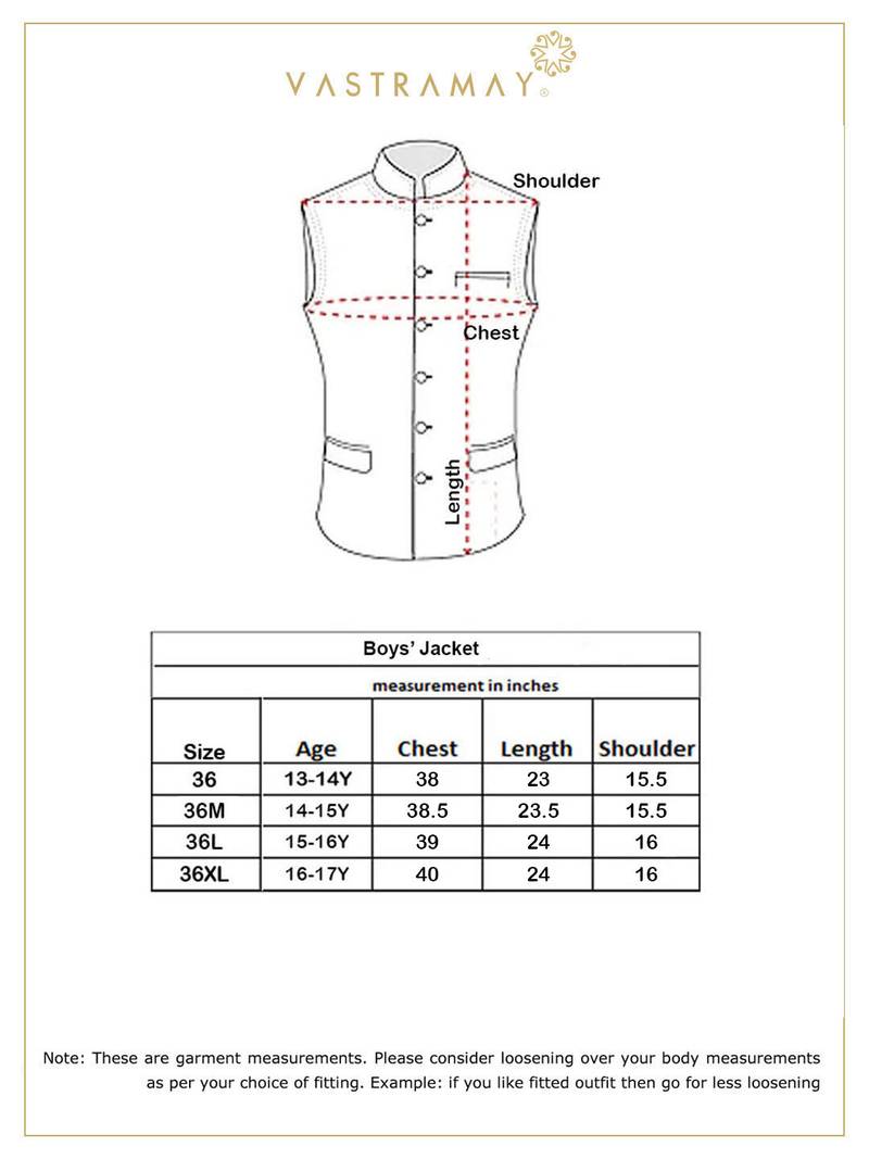 Vastramay yuva boys' multicolor-base-peach nehru jacket