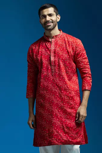  red chinon kurta Only