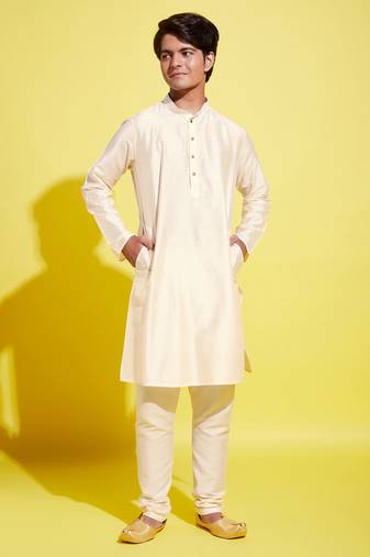 Jbn creation boys' cream kurta pyjama set