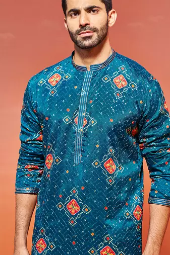  turquoise chinon kurta