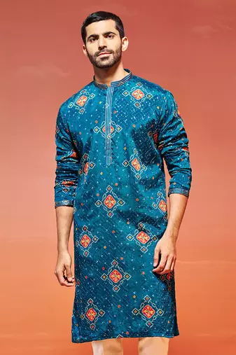  turquoise chinon kurta