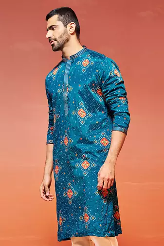  turquoise chinon kurta