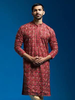  red chinon kurta 1