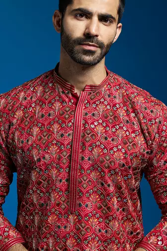  red chinon kurta